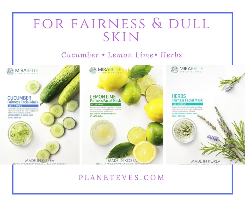 Face pack for dull skin: Mirabelle Lemon Lime/Herbs/ Cucumber Fairness Facial Mask