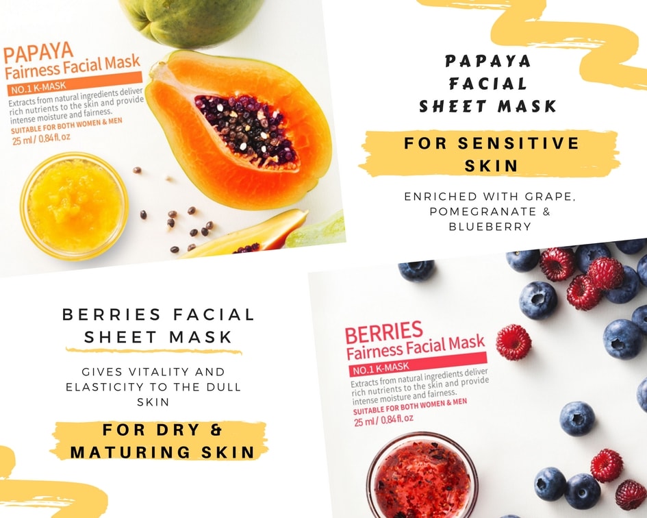 Face-pack for sensitive skin: Mirabelle Papaya/Berries Fairness Facial Mask